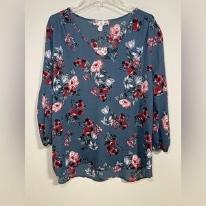 NWT Pink Rose Floral V-Neck Women's Blouse